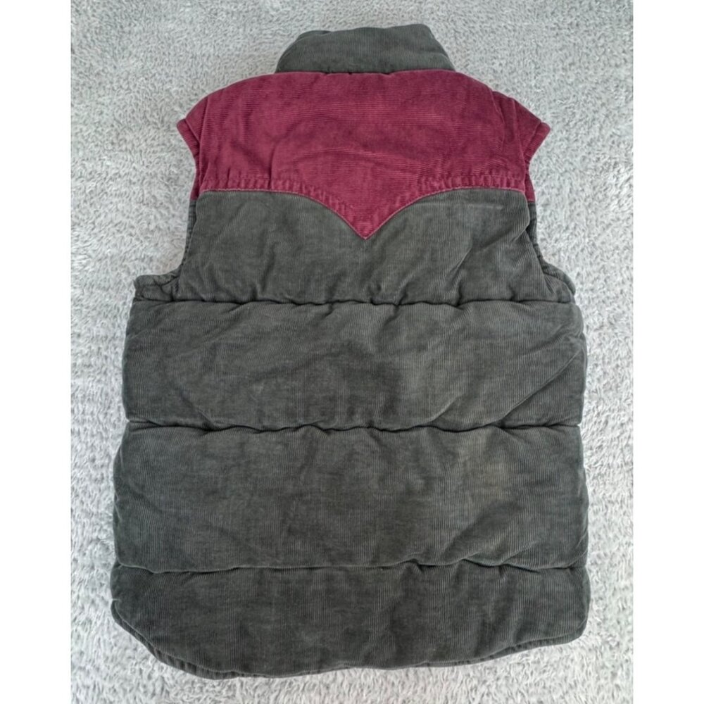 True Religion Mens M Corduroy Puffy Vest W/ Burgundy Yoke NWT Cowboy - Picture 9 of 15
